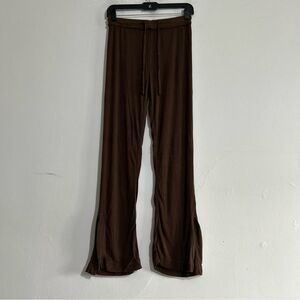 Out From Under Sweet Dreams Split Hem Flare Pants Chocolate Brown Loungewear